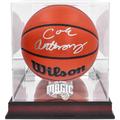 Cole Anthony Orlando Magic Autographed Wilson Replica Basketball with Mahogany Team Logo Display Case