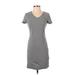 Old Navy Casual Dress - Mini V Neck Short sleeves: Gray Print Dresses - Women's Size Small