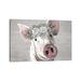 East Urban Home Petunia the Pig w/ Daisies Farmhouse Style by Hippie Hound Studios - Wrapped Canvas Painting Metal | 26 H x 40 W x 1.5 D in | Wayfair