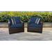 River Brook 2 Piece Outdoor Wicker Patio Furniture Set 02b in Gray/Blue/White kathy ireland Homes & Gardens by TK Classics | Wayfair RIVER-02B-SNOW