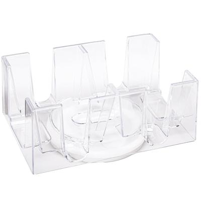 Brybelly Elite Rotating Card Holder Tray, 6-deck - Clear - 7.5x5.5x3.5 in