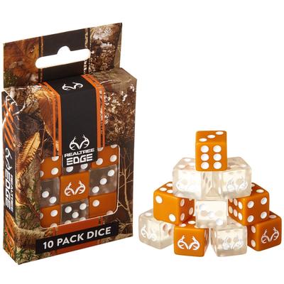 Realtree Dice, 10-pack - Clear and orange - 11x.11x.05 in