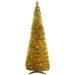 6' Pre-Lit Gold Tinsel Pop-Up Artificial Christmas Tree, Clear Lights - 6 Foot