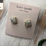 Kate Spade Jewelry | Kate Spade Mini Small Square Stud Earrings - Opal Glitter Nwt | Color: Gold/Silver | Size: Os