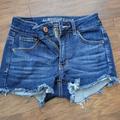 American Eagle Outfitters Shorts | American Eagle Outfitters Aeo Hi-Rise Shortie Cutoff Shorts 2.5". Euc Size 0 | Color: Blue | Size: 0