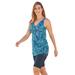 Plus Size Women's Longer-Length Side-Tie Tankini Top by Swim 365 in Blue Swirl Dot (Size 14)