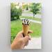 Red Barrel Studio® Person Holding Ice Cream Cone w/ Chocolate Ice Cream 3 - 1 Piece Rectangle Graphic Art Print On Wrapped Canvas in Green | Wayfair