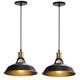 Rétro Vintage Industrielle Lustre Suspension E27 Luminaire Adjustable pour Salon Chambre Noir 2PCS