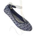 Michael Kors Shoes | Michael Kors Fairleys Girls Sz 3 Silver Blue Logo Ankle Strap Ballet Flats Shoes | Color: Silver | Size: 3g