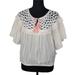 Free People Tops | Free People Women's Blouse Top White Peach Combo Flutter Sleeve Striped Sz M New | Color: Orange/White | Size: M