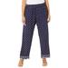 Plus Size Women's Gauze Ankle Pant by Catherines in Navy Ditsy Paisley (Size 5X)