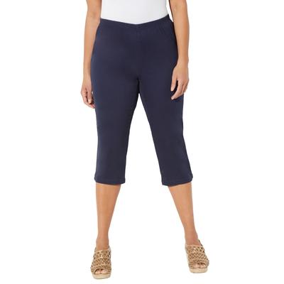 Plus Size Women's Everyday Cotton Twill Capri by Catherines in Mariner Navy (Size 2X)