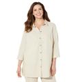 Plus Size Women's Classic Linen Buttonfront Shirt by Catherines in Natural (Size 4X)