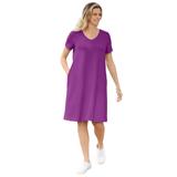 Plus Size Women's Perfect Short-Sleeve V-Neck Tee Dress by Woman Within in Purple Magenta (Size L)