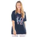 Plus Size Women's Stars & Shine Tee by Catherines in Navy Love Americana (Size 2XWP)