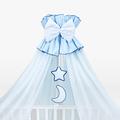 Luxury Baby Cot Bed Crown Canopy/Mosquito Net 485 cm + Clamp Holder/Rod/Stand (Moon Blue)