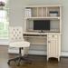 Huckins 48W Computer Desk w/ Hutch & Mid Back Tufted Office Chair In Reclaimed Pine Wood in White Laurel Foundry Modern Farmhouse® | Wayfair