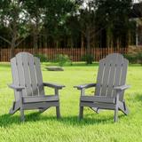Rosecliff Heights Suzzette Folding Adirondack Chair Plastic/Resin in Gray | 37.75 H x 22 W x 32 D in | Wayfair C4FCC8B1DFF64ED2A8090B5859880931