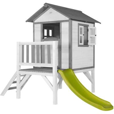 Spielhaus Beach Lodge xl in Weiß mit hellgrüner Rutsche Stelzenhaus aus fsc Holz für Kinder Kleiner