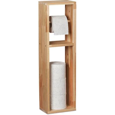 Relaxdays Toilettenpapierhalter, Walnuss Holz, zur Wandmontage oder stehend, Ersatzrollenhalter Image