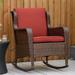 Outsunny Patio Wicker Rocking Chair, Outdoor PE Rattan Swing Chair w/ Soft Cushions, Classic Style for Garden, Patio, Lawn