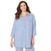 Plus Size Women's Classic Linen Buttonfront Shirt by Catherines in French Blue (Size 1X)
