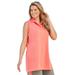 Plus Size Women's Sleeveless Polo Tunic by Woman Within in Sweet Coral (Size 3X)