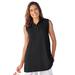 Plus Size Women's Sleeveless Polo Tunic by Woman Within in Black (Size 1X)