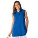 Plus Size Women's Sleeveless Polo Tunic by Woman Within in Bright Cobalt (Size 3X)