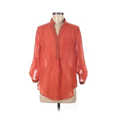 Body Central 3/4 Sleeve Blouse: Orange Print Tops - Women's Size Medium