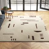 Brown/White 52 x 1.18 in Area Rug - AllModern Morin Abstract Shag Area Rug Polypropylene | 52 W x 1.18 D in | Wayfair