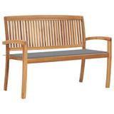 vidaXL Stacking Patio Bench with Cushion 50.6" Solid Teak Wood - 50.6" x 22.6" x 35.4"