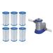 Bestway Pool Filter Pump Cartridge Type-III (6 Pack) + Pool Filter Pump System - 9