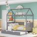 Rustic Style Pine Wood+MDF Twin Size House Bed with Trundle, Fence-Shaped Guardrail as Your Kids Personal Playground