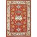 Geometric Kazak Oriental Traditional Area Rug Hand-knotted Wool Carpet - 4'0" x 5'11"