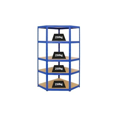 PROREGAL Eckregal Slim Elephant | HxBxT 180x90x45 cm | Fachlast 250kg | Blau | Stecksystem Lagerregal Regalsystem Image