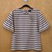 J. Crew Tops | J. Crew Nwt Camel Stripe Ruffle Sleeve Top S | Color: Blue/Tan | Size: S