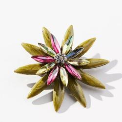 Anthropologie Jewelry | Anthropologie Cosmic Rhinestone Brooch | Color: Green/Pink | Size: Os