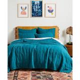 Anthropologie Bedding | Anthropologie Moderna Linen Quilt Teal | Color: Blue | Size: Twin