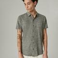 Lucky Brand Linen Button Up Shirt - Men's Clothing Outerwear Shirt Jackets in Heather Grey, Size 2XL