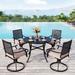 Lark Manor™ Argyri 5 Pieces Patio Dining Set Armchairs w/ Swivel Chairs & Round Metal Table Metal in Black | 42 W x 42 D in | Wayfair