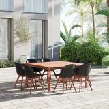 Lark Manor™ Anautica Square 8 - Person 59" Long Outdoor Dining Set Wood in Brown/White | 59 W x 59 D in | Wayfair 56E50AE366D94BB3A5A904E37CAD1C96