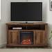 Coastal Grooved Door Fireplace Corner TV Stand for TVs up to 60” - Rustic Oak - Walker Edison W54FPCMCR2DRO