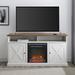 "Cherrington 60"" Tall Highboy Barn Door Fireplace TV Stand - Rustic Oak/Brushed White - Walker Edison W60FPXDHBROBRW"