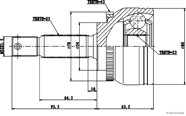 HERTH+BUSS JAKOPARTS Gelenksatz, Antriebswelle J2825129 vorne rechts links für MITSUBISHI MR232727 MR232728 MB886254 Image