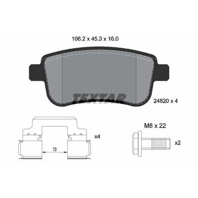 TEXTAR Bremsbelagsatz, Scheibenbremse hinten rechts links mit Zubehör für RENAULT SAMSUNG 440604694R 440603734R 44060355