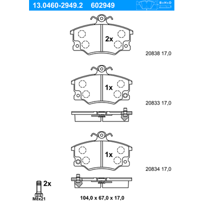 ATE Bremsensatz-Vorderachse Bremsensatz, Scheibenbremse vorne rechts links voll 240mm für FIAT FORD 71738421 5892481 71770933 IJF1415IY4 Image