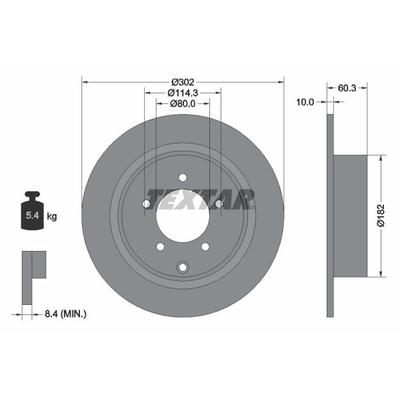 TEXTAR Bremsscheibe PRO hinten rechts links voll 302mm für MITSUBISHI PEUGEOT JEEP DODGE CITROËN LANCIA CHRYSLER 4615A01