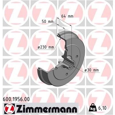 ZIMMERMANN Bremstrommel hinten rechts links für VAG 113501615G 113501615J 600.1956.00