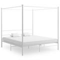 vidaXL Canopy Bed Frame White Metal 180x200 cm Super King